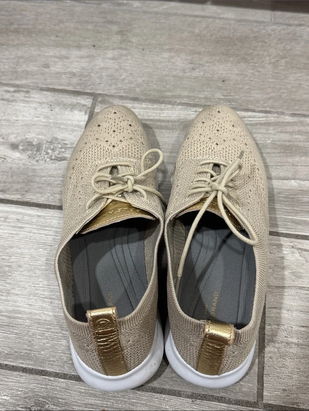 Cole Haan Original grand Stitchlite Knit Brogue Sneakers Women’s 8.5 Beige